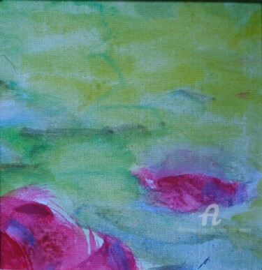 Pintura intitulada "Lotus rouge" por Simone Cros-Morea, Obras de arte originais, Acrílico
