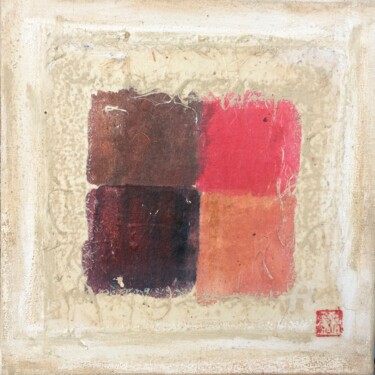 Painting titled "Sceau 玺1" by Simone Cros-Morea, Original Artwork, Acrylic Mounted on Wood Stretcher frame