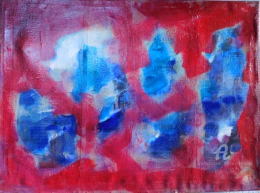 Картина под названием "Ondes" - Simone Cros-Morea, Подлинное произведение искусства, Акрил Установлен на Деревянная рама для…