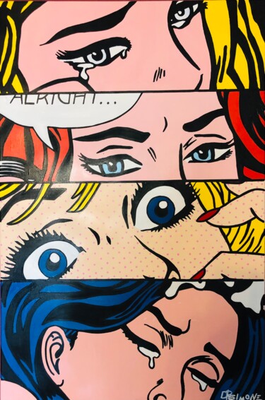 Pintura titulada "Sad Girls VS Roy Li…" por Simone De Rosa, Obra de arte original, Acrílico Montado en Bastidor de camilla d…