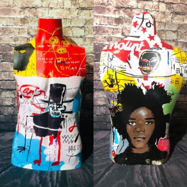 「Basquiat total Body」というタイトルの彫刻 Simone De Rosaによって, オリジナルのアートワーク, アクリル