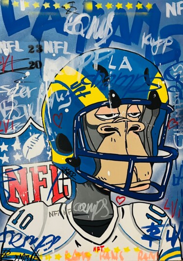 Painting titled "Bored Super Bowl Wi…" by Simone De Rosa, Original Artwork, Acrylic Mounted on Wood Stretcher frame