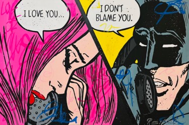 Картина под названием "I Love You Batman" - Simone De Rosa, Подлинное произведение искусства, Акрил Установлен на Деревянная…