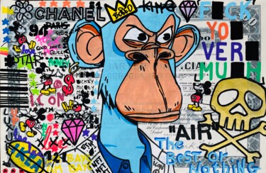 Rysunek zatytułowany „Bored Ape VS Mickey…” autorstwa Simone De Rosa, Oryginalna praca, Akryl