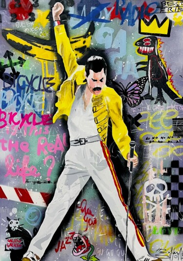 Painting titled "Magic Freddie" by Simone De Rosa, Original Artwork, Acrylic Mounted on Wood Stretcher frame