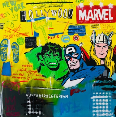 Peinture intitulée "Hollywood and HEROES" par Simone De Rosa, Œuvre d'art originale, Acrylique Monté sur Châssis en bois