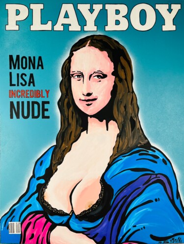 Schilderij getiteld "Mona Lisa Censored" door Simone De Rosa, Origineel Kunstwerk, Acryl