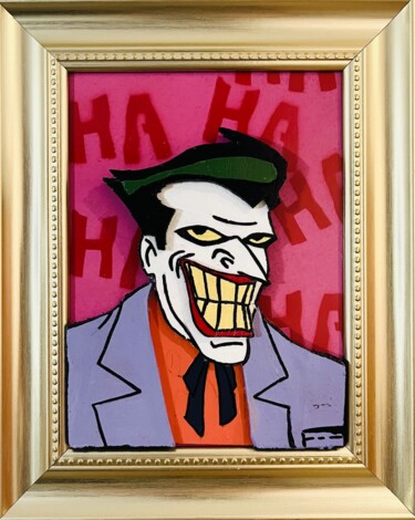 Painting titled "My Joker 3D" by Simone De Rosa, Original Artwork, Acrylic Mounted on Wood Panel