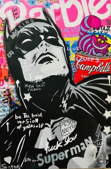 Картина под названием "Batman special edit…" - Simone De Rosa, Подлинное произведение искусства, Акрил Установлен на Деревян…