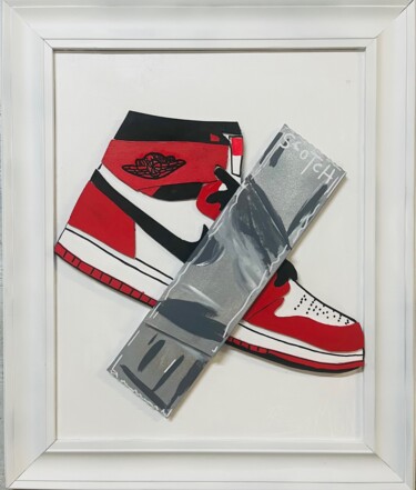 Sculpture titled "Best Sneakers VS Ca…" by Simone De Rosa, Original Artwork, Acrylic Mounted on Wood Panel