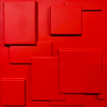 Escultura intitulada "Ultra Red 02" por Simone De Rosa, Obras de arte originais, Resina Montado em Painel de madeira