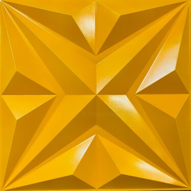 Sculpture titled "Yellow Corners" by Simone De Rosa, Original Artwork, Spray paint Mounted on Wood Panel