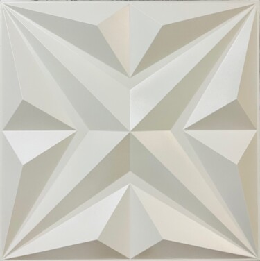 Sculpture titled "White Corners" by Simone De Rosa, Original Artwork, Spray paint Mounted on Wood Panel