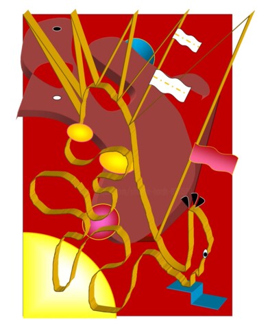 Цифровое искусство под названием "Space Race in Red" - Simone Hardt, Подлинное произведение искусства, Цифровая живопись