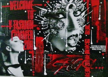 Collages intitolato "POP GA-GA" da Simone Lazzarini, Opera d'arte originale, Smalto