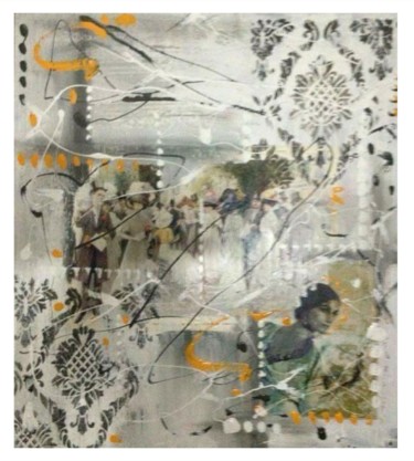 Collages intitolato "LIBERTY POP" da Simone Lazzarini, Opera d'arte originale, Tempera Montato su Pannello di legno