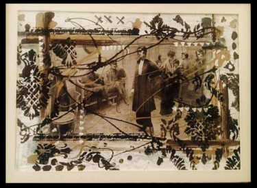 Collages titled "LA ILUSTRACION" by Simone Lazzarini, Original Artwork, Collages Mounted on Wood Stretcher frame