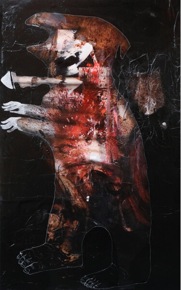 Pittura intitolato "Godzilla" da Simone Miletta (Mīlĕs), Opera d'arte originale, Acrilico Montato su Telaio per barella in l…