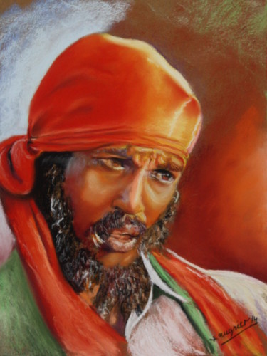 Peinture intitulée "248-Portrait-d'Inde…" par Simone Mugnier, Œuvre d'art originale, Pastel