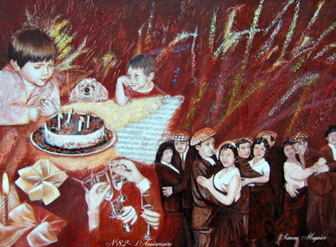 Peinture intitulée "82-l'anniversaire" par Simone Mugnier, Œuvre d'art originale, Acrylique