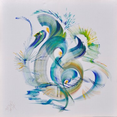 Peinture intitulée "La danse des paons" par Simone Fleur Sempere, Œuvre d'art originale, Autre