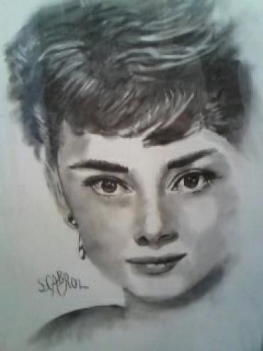 Peinture intitulée "Audrey Hepburn" par Simone Cabrol, Œuvre d'art originale, Pastel