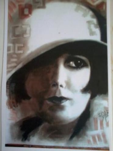 Peinture intitulée "La-femme-au-chapeau…" par Simone Cabrol, Œuvre d'art originale, Pastel