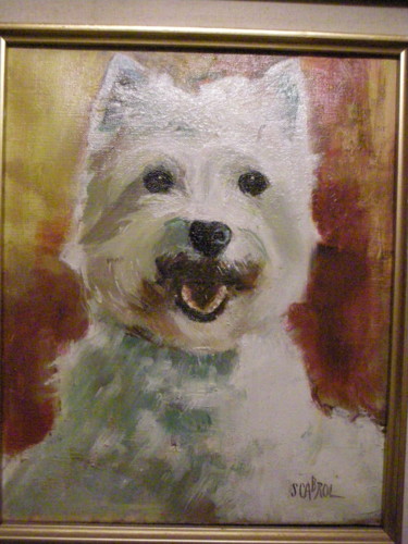 Malarstwo zatytułowany „Le petit chien blanc” autorstwa Simone Cabrol, Oryginalna praca, Olej
