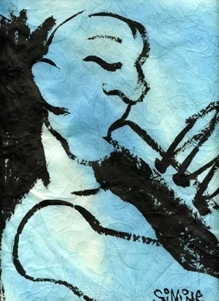 Painting titled "blue jazz" by Simone, Original Artwork, Oil