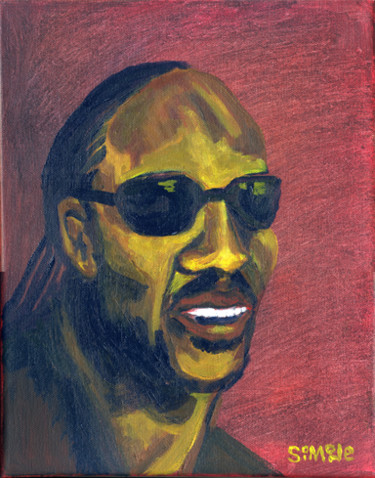 Painting titled "Cool Stevie" by Simone, Original Artwork, Oil