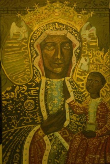 Painting titled "Black Madonna for M…" by Simone, Original Artwork, Oil