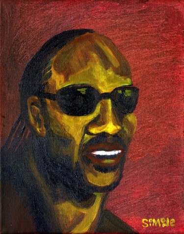 Painting titled "Cool Stevie" by Simone, Original Artwork, Acrylic