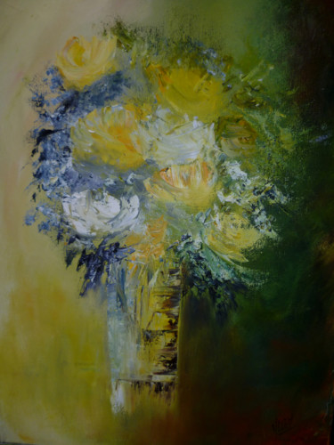 Painting titled "bouquet jaune" by Yllen, Original Artwork, Oil