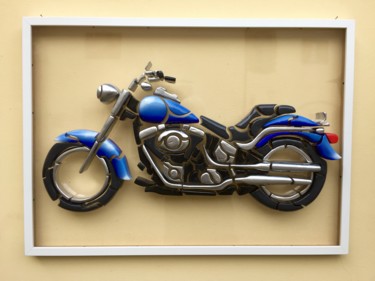 Sculpture titled "Harley-Davidson" by Simone Parri, Original Artwork, Plastic Mounted on Plexiglass