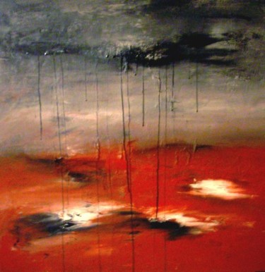 Painting titled "black rain" by Simonetta Hary, Original Artwork