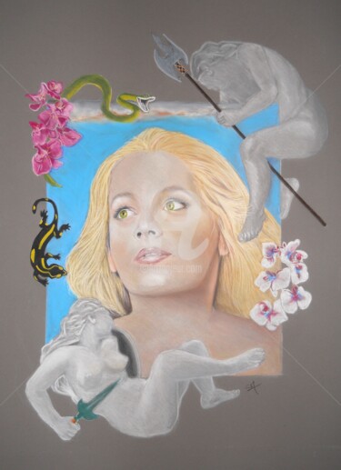 Peinture intitulée "AMAZONE" par Simonetti  Dit Sm, Œuvre d'art originale, Pastel