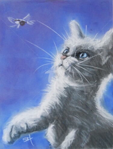 Peinture intitulée "chaton1" par Simonetti  Dit Sm, Œuvre d'art originale, Pastel