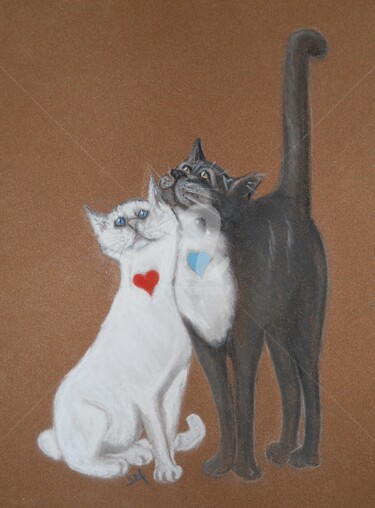 Painting titled "AMOUR" by Simonetti  Dit Sm, Original Artwork, Pastel