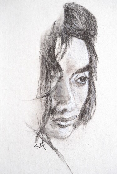 Drawing titled "visage3" by Simonetti  Dit Sm, Original Artwork, Pencil