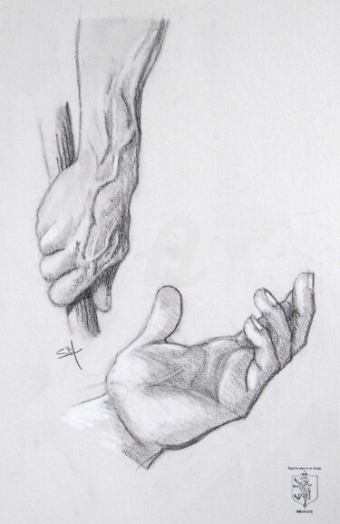 Dessin intitulée "mains" par Simonetti  Dit Sm, Œuvre d'art originale, Crayon