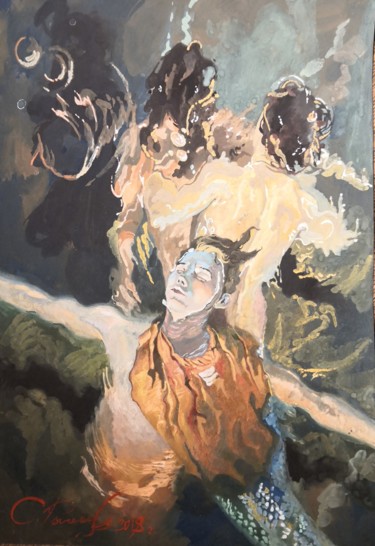 Painting titled "Моя юность" by Semion Ryzhov, Original Artwork, Gouache