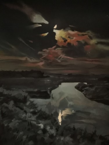 Картина под названием "Яркий месяц" - Семён Рыжов, Подлинное произведение искусства, Масло
