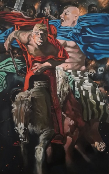 Картина под названием "Дикая охота" - Семён Рыжов, Подлинное произведение искусства, Масло