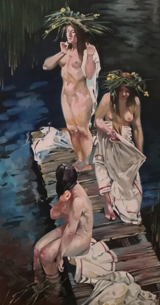 Картина под названием "Русалки" - Семён Рыжов, Подлинное произведение искусства, Масло
