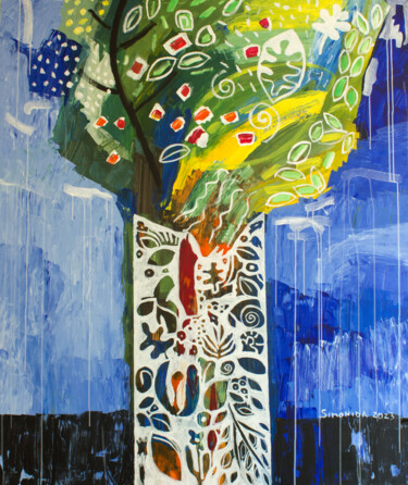 Malerei mit dem Titel "Three of Life 3" von Simonida Djordjevic, Original-Kunstwerk, Acryl