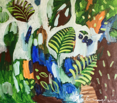 Картина под названием "Leaf" - Simonida Djordjevic, Подлинное произведение искусства, Акрил Установлен на Деревянная рама дл…