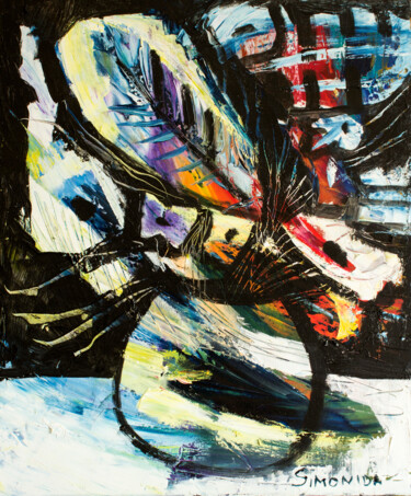 Картина под названием "Expressionist Still…" - Simonida Djordjevic, Подлинное произведение искусства, Масло Установлен на Де…