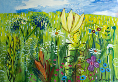 Картина под названием "Garden from Childho…" - Simonida Djordjevic, Подлинное произведение искусства, Акрил Установлен на Де…