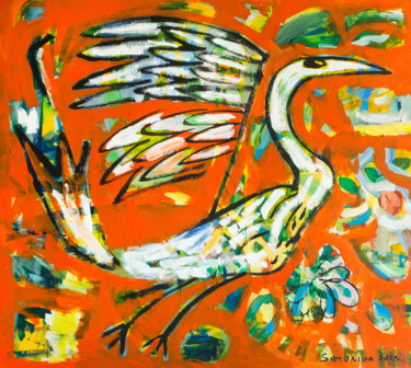 Painting titled "Phoenix" by Simonida Djordjevic, Original Artwork, Acrylic Mounted on Wood Stretcher frame