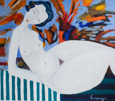 Malarstwo zatytułowany „Nude, Venus” autorstwa Simonida Djordjevic, Oryginalna praca, Akryl Zamontowany na Drewniana rama no…